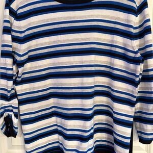Investments Women's Striped Crew Neck Sweater - Blue, Black, White